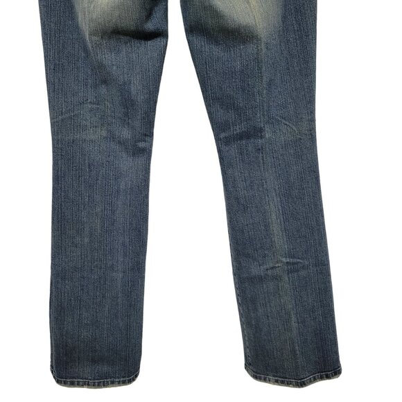 Guess Womens Size 32 Jeans Denim Embroidered Gold Roses Bootcut Factory Fade - Picture 6 of 15